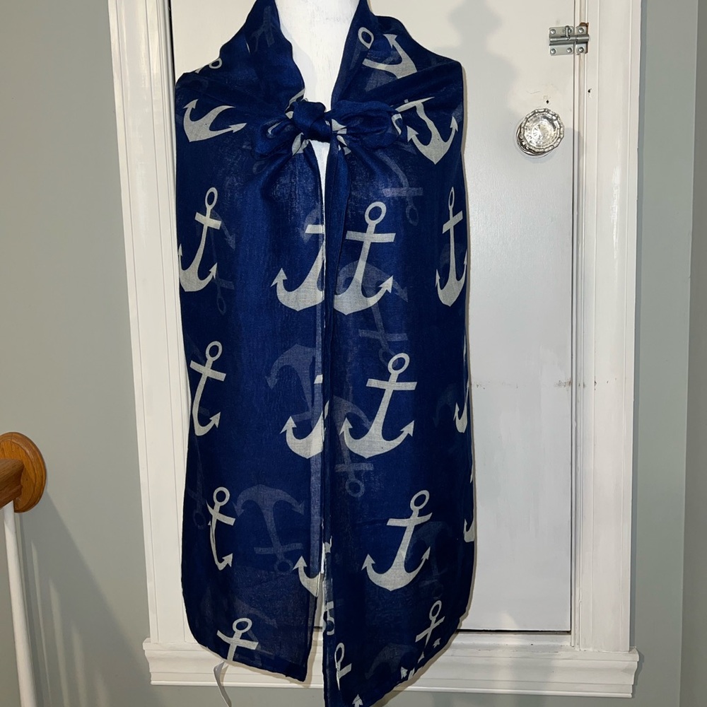 Navy & White Anchor Infinity Scarf/Wrap NWT